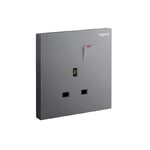 LEGRAND - Double Pole Socket Galion, BS, 1 Gang, Switched, 13A, 250V, Dark Silver thumbnail 2