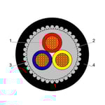 بحرة - كيبل XLPE نحاس - 3 خط - مقاس 6 مم - مسلح SWA - أسود - 600/1000 فولت thumbnail 2