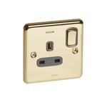 LEGRAND - Double Pole Socket Synergy Authentic, 1 Gang, Switched, 13A, 250V, with Blue LED Power Indicator, Glossy Gold thumbnail 2