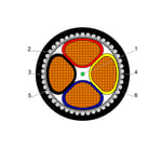 بحرة - كيبل XLPE نحاس - 4 خطوط - مقاس 95 مم - مسلح SWA - أسود - 600/1000 فولت thumbnail 2