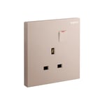 LEGRAND - Double Pole Socket Galion, BS, 1 Gang, Switched, 13A, 250V, Rose Gold thumbnail 2