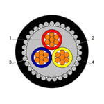 بحرة - كيبل XLPE نحاس - 3 خط - مقاس 16 مم - مسلح SWA - أسود - 600/1000 فولت thumbnail 2