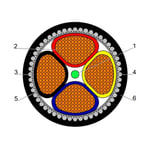 بحرة - كيبل XLPE نحاس - 4 خط - مقاس 185 مم - مسلح SWA - أسود - 600/1000 فولت thumbnail 3