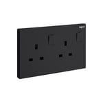 LEGRAND - Double Pole Socket Galion, BS, 2 Gang, Switched, 13A, 250V, Matt black thumbnail 2