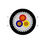 بحرة - كيبل XLPE نحاس - 3 خطوط - مقاس 4 مم - مسلح SWA - أسود - 600/1000 فولت thumbnail 2