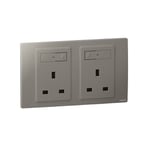 LEGRAND - Single Pole Socket Outlet Mallia Senses, BS, Switched, 13A 240V, 2 Gang, Dark Silver thumbnail 2
