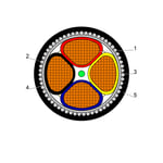 بحرة - كيبل XLPE نحاس - 4 خطوط - مقاس 240 مم - مسلح SWA - أسود - 600/1000 فولت thumbnail 2