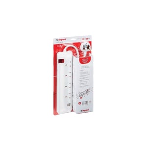 LEGRAND - British Standard Multi-Outlet Extension with 2 USB Sockets, 4x2P+E, 5m Cord, White/Grey