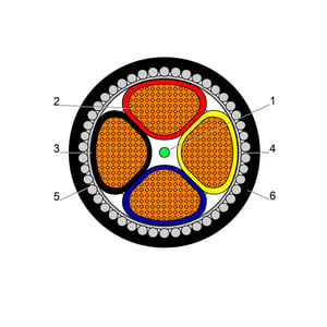 بحرة - كيبل XLPE نحاس - 4 خطوط - مقاس 150 مم - مسلح SWA - أسود - 600/1000 فولت