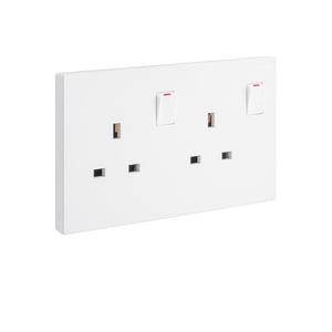 LEGRAND - Double Pole Socket Galion, BS, 2 Gang, Switched, 13A, 250V, White