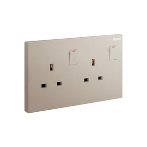 LEGRAND - Double Pole Socket Galion, BS, 2 Gang, Switched, 13A, 250V, Champagne