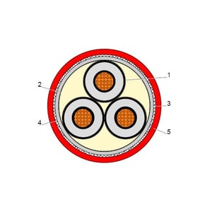 بحرة - كيبل XLPE نحاس- 3 خطوط - مقاس 50 مم - مسلح STA - جهد متوسط 15KV