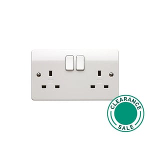 تصفية لوجيك - مقبس، 13A، DP، 2G، مفاتيح، أبيض، MK LOGIC
