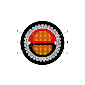 بحرة - كيبل XLPE نحاس - 2 خط - مقاس 50 مم - مسلح SWA - أسود - 600/1000 فولت