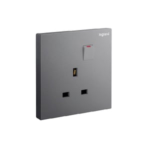LEGRAND - Double Pole Socket Galion, BS, 1 Gang, Switched, 13A, 250V, Dark Silver
