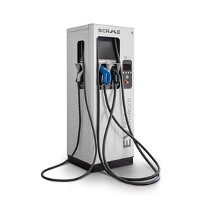 سكامي - محطة شحن DC، 60kW DC + 43kW AC، CCS2 + CHAdeMO + T2، 4.5م