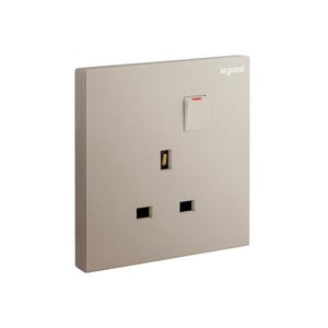 LEGRAND - Double Pole Socket Galion, BS, 1 Gang, Switched, 13A, 250V, Champagne