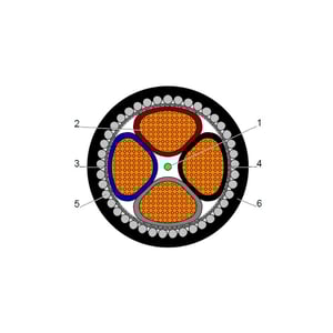 بحرة - كيبل XLPE نحاس - 4 خطوط - مقاس 70 مم - مسلح SWA - أسود - 600/1000 فولت - MDPE
