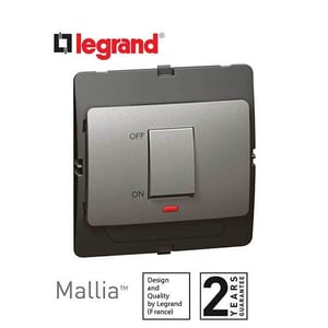 ليجراند - مفتاح مكيف ماليا - 45 أمبير - لؤلؤي - مع لمبة بيان - فضي غامق