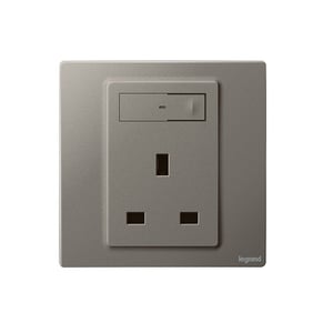 LEGRAND - Single Pole Socket Outlet Mallia Senses, BS, Switched, 13A 240V, 1 Gang, Dark Silver