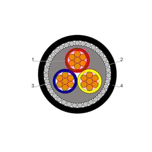 بحرة - كيبل XLPE نحاس - 3 خطوط - مقاس 25 مم - مسلح - SWA - أسود - 600/1000 فولت - LS0H
