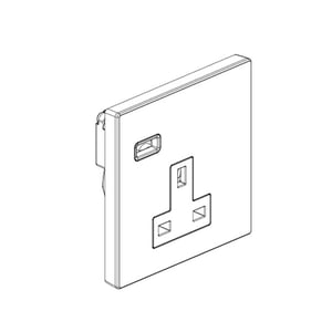 LEGRAND - Single Pole Socket Outlet Galion, BS, 1 Gang, Unswitched, 13A, 250V, with USB-C 18W Charger, Matt black