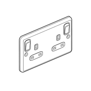 LEGRAND - Double Pole Socket Synergy Authentic, BS, 2 Gang Switched, 13A, 250V, Inboard Rocker + Clean Earth, Glossy Gold