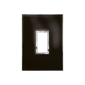 LEGRAND - Plate Arteor, Italian/US, 1 Module, Square, Vertical, 2"x4", Mirror Black