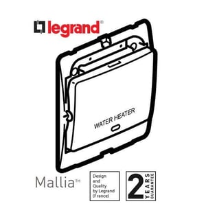 ليجراند - مفتاح سخان ماليا - 20 أمبير - 250 فولت - مع علامة Water Heater - فضي غامق