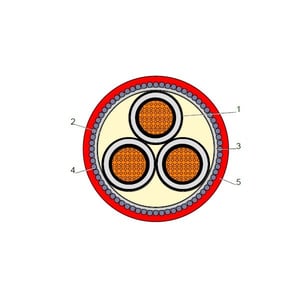 بحرة - كيبل XLPE نحاس - 3 خطوط - مقاس 300 مم - مسلح SWA - جهد متوسط 15KV
