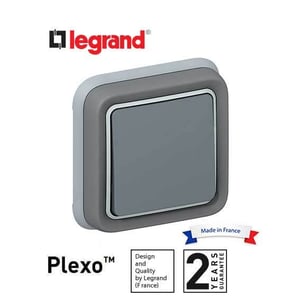 LEGRAND - Switch Plexo IP55, 2-Way, 10 AX, 250 V~, Flush Mounting, Grey