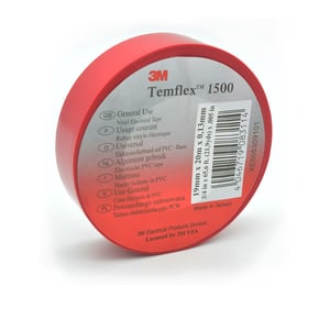3M - Temflex 1500 Vinyl Electrical Tape, 3/4 Inch x 66 Feet, Red
