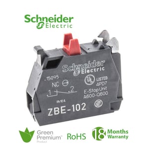 SCHNEIDER - Single Contact Block For Head ˜22 1Nc Silver Alloy Screw Clamp Terminal