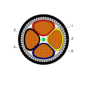 بحرة - كيبل XLPE نحاس - 4 خطوط - مقاس 240 مم - مسلح SWA - أسود - 600/1000 فولت