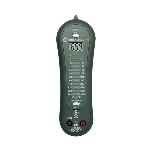 جرينلي - جهاز اختبار الجهد الكهربائي - GFCI - تيار متردد/تيار مستمر - 1000 فولت (GT-95) - 2