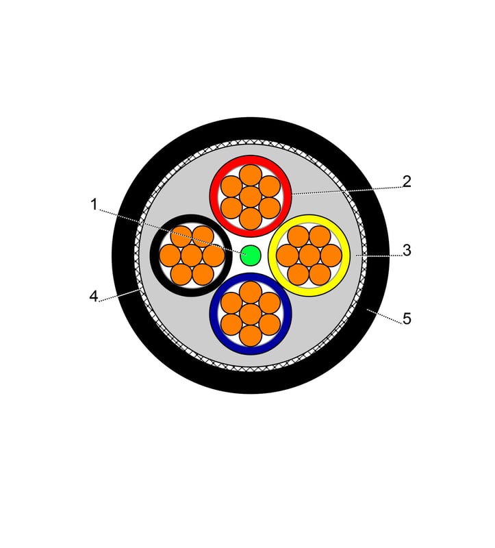 بحرة - كيبل XLPE نحاس - 4 خطوط - مقاس 16 مم - مسلح STA - أسود - 600/1000 فولت - 3
