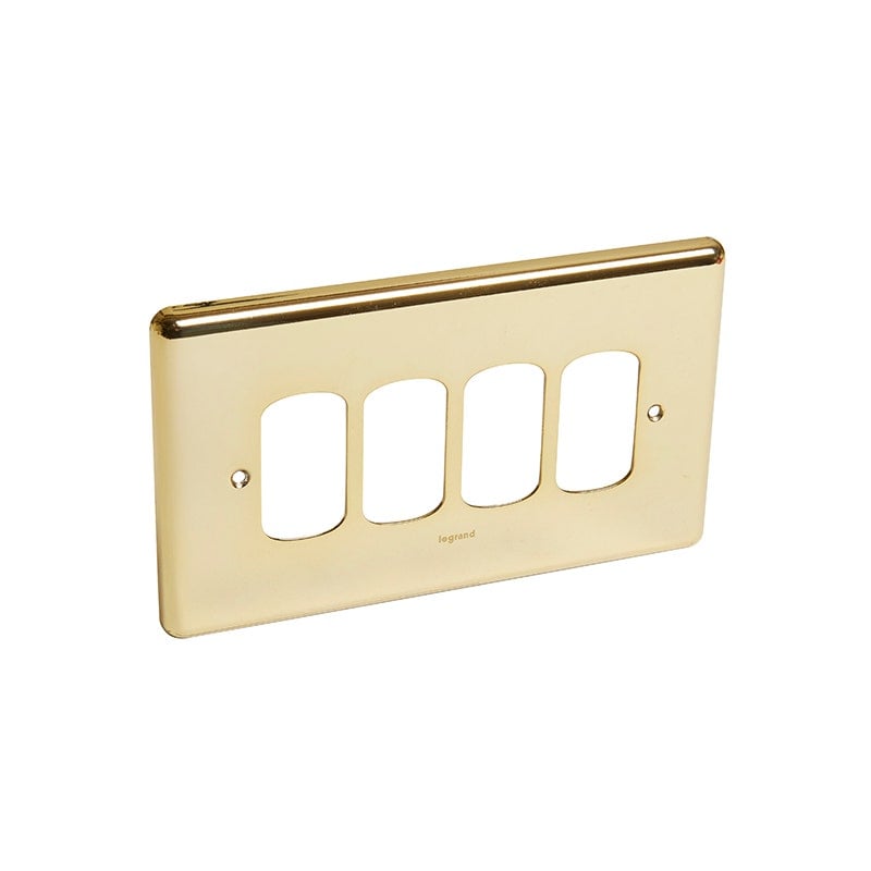 LEGRAND - Front Plate Synergy Authentic, 2 Gang, for 4 Grid Module, Glossy Gold - 2