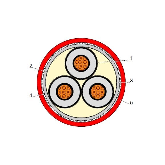 بحرة - كيبل XLPE نحاس- 3 خطوط - مقاس 50 مم - مسلح STA - جهد متوسط 15KV - 2