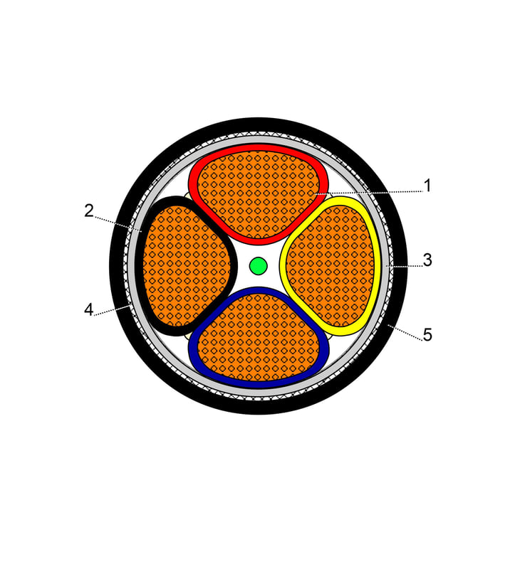 بحرة - كيبل XLPE نحاس - 4 خطوط - مقاس 300 مم - مسلح STA - أسود - 600/1000 فولت - 3