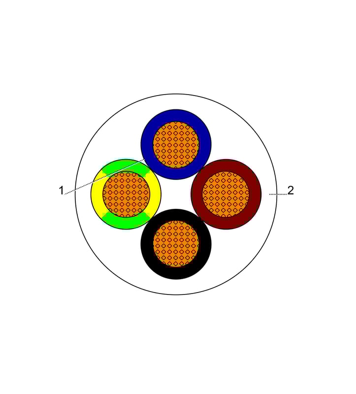 BAHRA CABLES - British Standard, Flexible Cable, 4x10mm, 300-500V, White - 91.44 Meter/Roll - 4