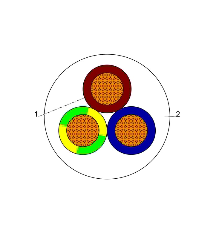 BAHRA CABLES - British Standard, Flexible Cable, 3x10mm, 300-500V, White - 91.44 Meter/Roll - 4