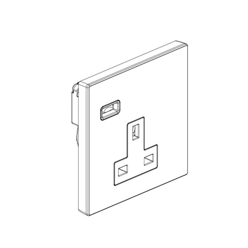 LEGRAND - Single Pole Socket Outlet Galion, BS, 1 Gang, Unswitched, 13A, 250V, with USB-C 18W Charger, White - 2