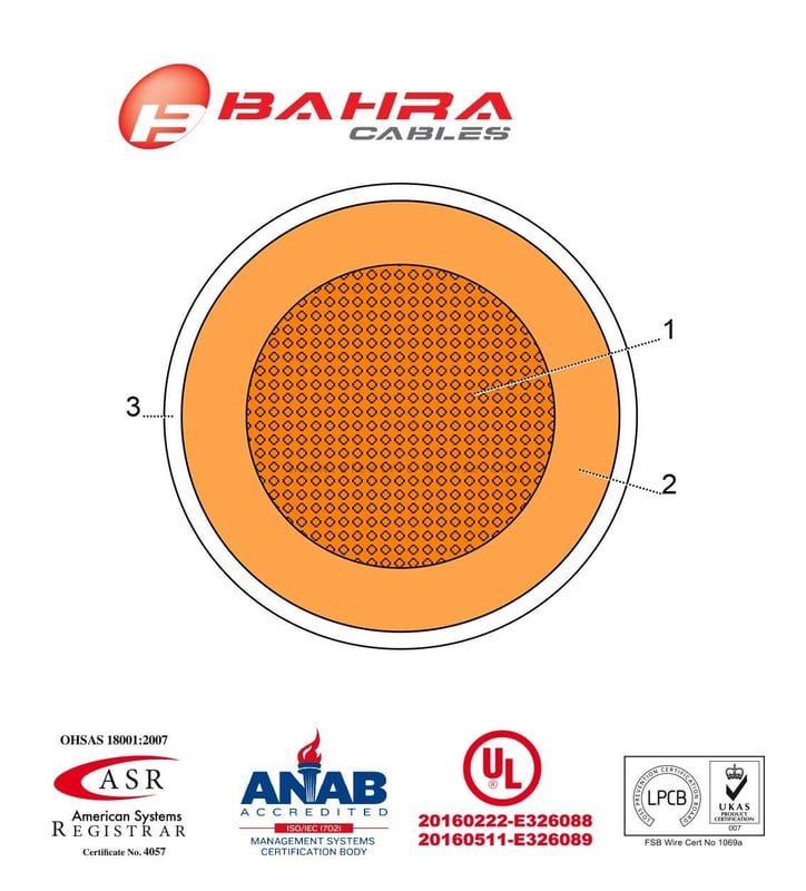 بحرة - سلك كهربائي نحاس - المواصفات الأمريكية - THHN - مقاس 14 AWG - برتقالي - 600 فولت - 152.44 متر - 4