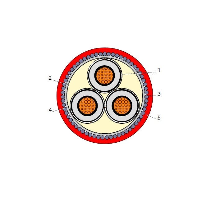 بحرة - كيبل XLPE نحاس - 3x95/16  - مسلح SWA - جهد متوسط 15KV - CWS IEC 60502-2  FR- IEC 60332-1 - 2