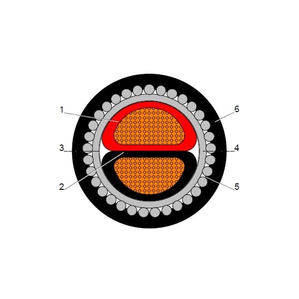 بحرة - كيبل XLPE نحاس - 2 خط - مقاس 50 مم - مسلح SWA - أسود - 600/1000 فولت - 2