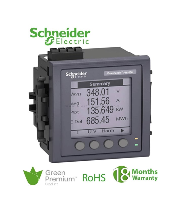 SCHNEIDER - Pm5100 Powermeter W/O Modbus, Upto 15Th H, 1Do 33Alarms, Flush Mount - 2