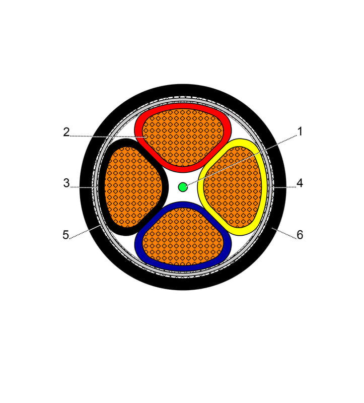 بحرة - كيبل XLPE نحاس - 4 خطوط - مقاس 70 مم - مسلح STA - أسود - 600/1000 فولت - 3