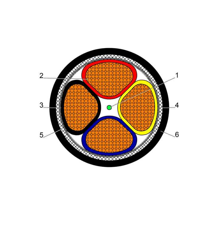 بحرة - كيبل XLPE نحاس - 4 خطوط - مقاس 95 مم - مسلح STA - أسود - 600/1000 فولت - 3