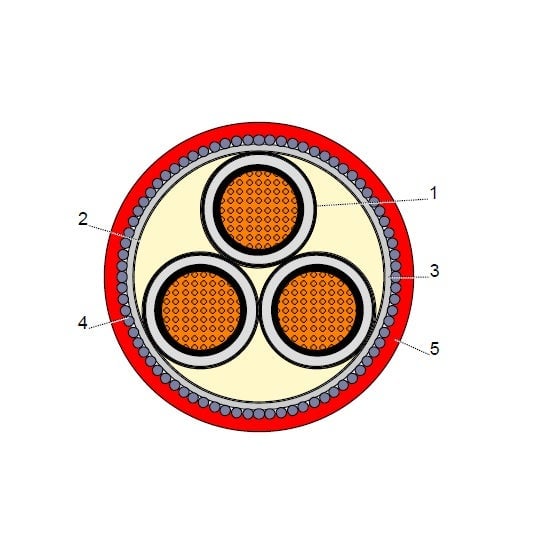 بحرة - كيبل XLPE نحاس - 3 خطوط - مقاس 400 مم - مسلح SWA - أسود - 15000 فولت - CTS IEC 60502-2 FR-IEC 60332-1 - 2