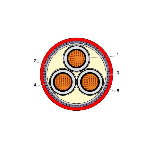 بحرة - كيبل XLPE نحاس - 3x300/25 - مسلح SWA - جهد متوسط 15KV - CWS IEC 60502-2 FR-IEC 60332-1 - 2